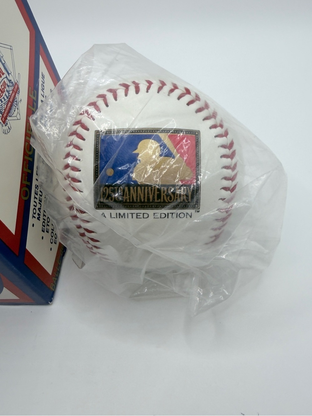 MLB 25th Anniversary Commemorative Baseball - White with Red Stitching
